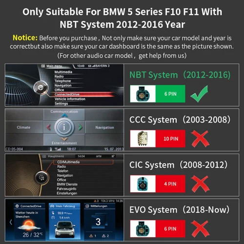 BMW 5 Series With NBT Linux 10.25" Wireless CarPlay & Android Auto Replacement Screen - Image 3