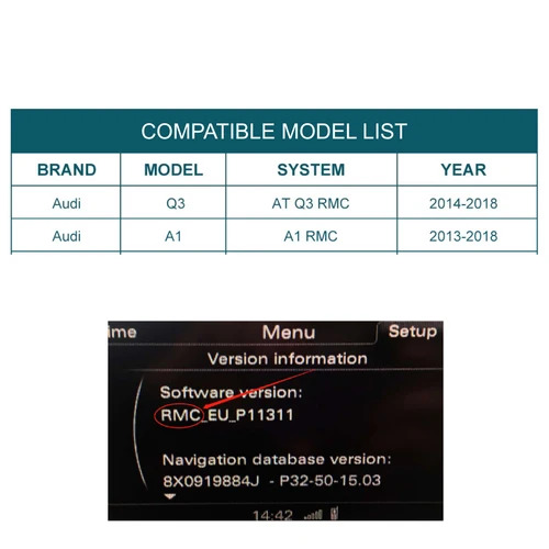 Wireless CarPlay Android Auto Decoder For Audi Q3 2014-2018 & A1 2013-2018 RMC System - Image 3