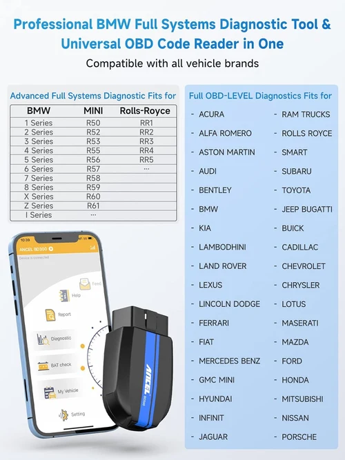 Ancel BD300 BMW Mini Full Systems Diagnostic Tool BMW Scanner for Android/iOS - Image 2