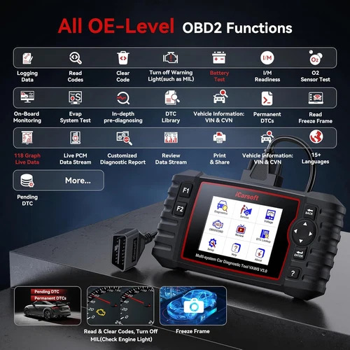 iCarsoft VAWS V3.0 2025 Bidirectional Scan Tool for VW, Audi, Bentley, Seat, Skoda and etc, 42 Special Services Full Systems OBD2 Diagnostic Scanner ECU Coding in-Depth Code Reader - Image 7