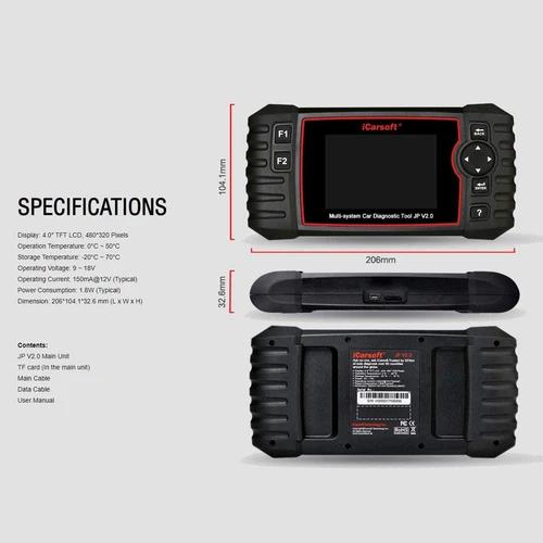 Scan Tool iCarsoft JP V2.0 for Toyota/ Mazda/ Nissan/ Mitsubishi etc. OBD2/JOBD - Image 9