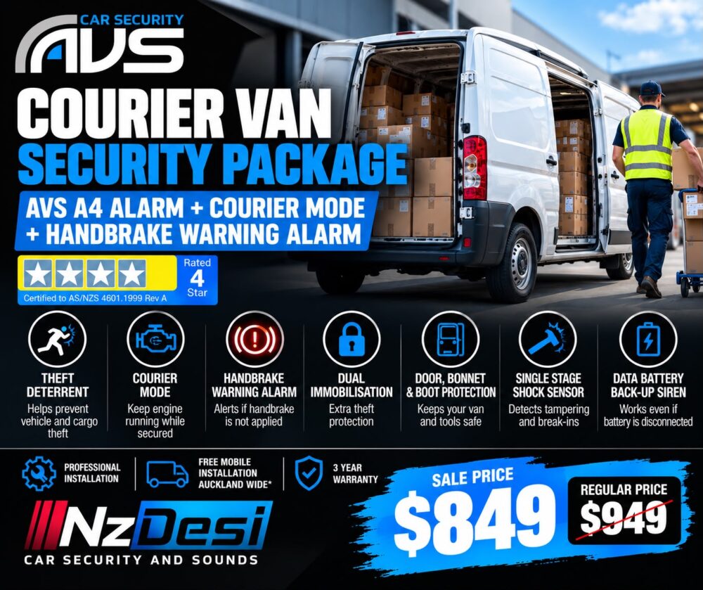 COURIER VAN PACKAGE AVS COURIER MODE ALARM & HAND BRAKE ALARM